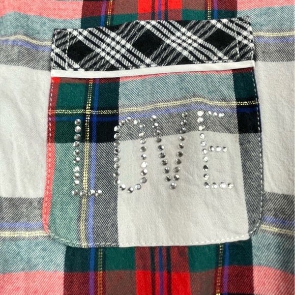 🔥NWOT Victoria’s Secret Plaid Red Green White Flannel Pajama Romper Women Sz S - Picture 7 of 16